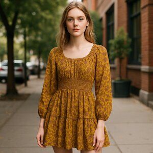 NWT SAM EDELMAN LORA MINI DRESS IN GOLDEN SPRIG -OLIVE OIL XS